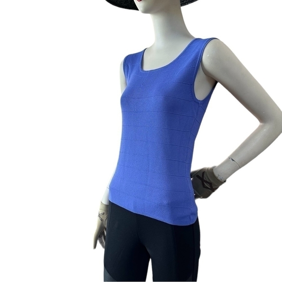 FINITY Women’s Top Lilac Blue Ribbed Tank Top Blouse Sleeveless T- Shirt Top - Picture 5 of 8